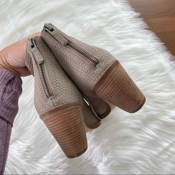 Eileen Fisher | NWOT Nude Suede Slew Lace-Up Bootie Earth Open Toe Sandal Tan 10 - Picture 5 of 9